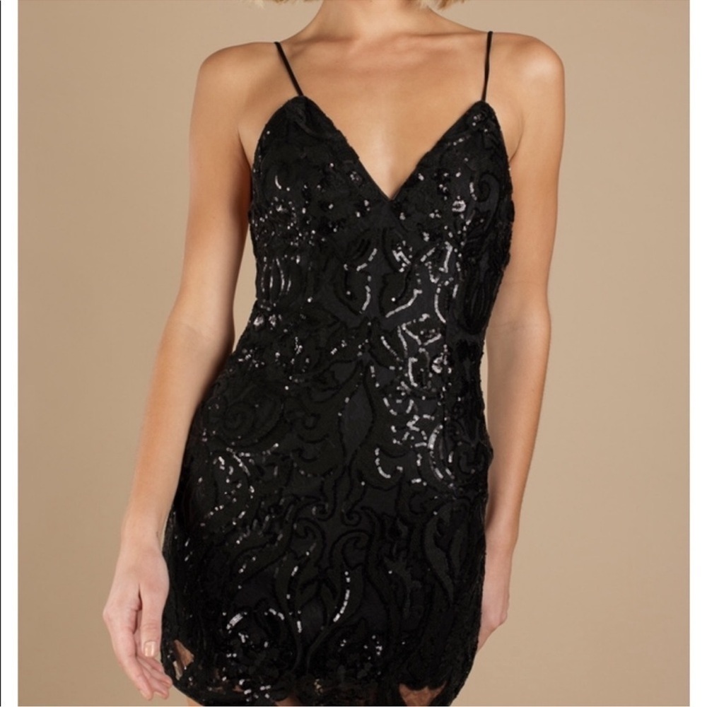 Tobi Black Sequin Mini Dress Size Small